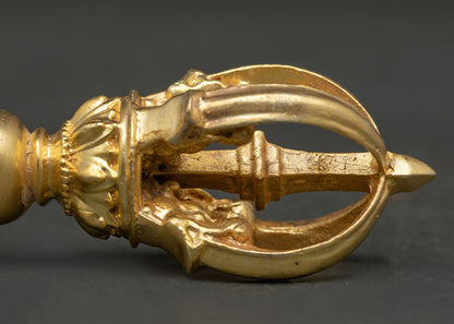 Gold-Plated Vajra | Buddhist Ceremonial Dorje Art