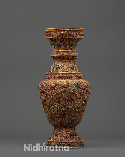 Ceremonial Flower Vase handcrafted by Himalayan Buddhist artisans Nepal