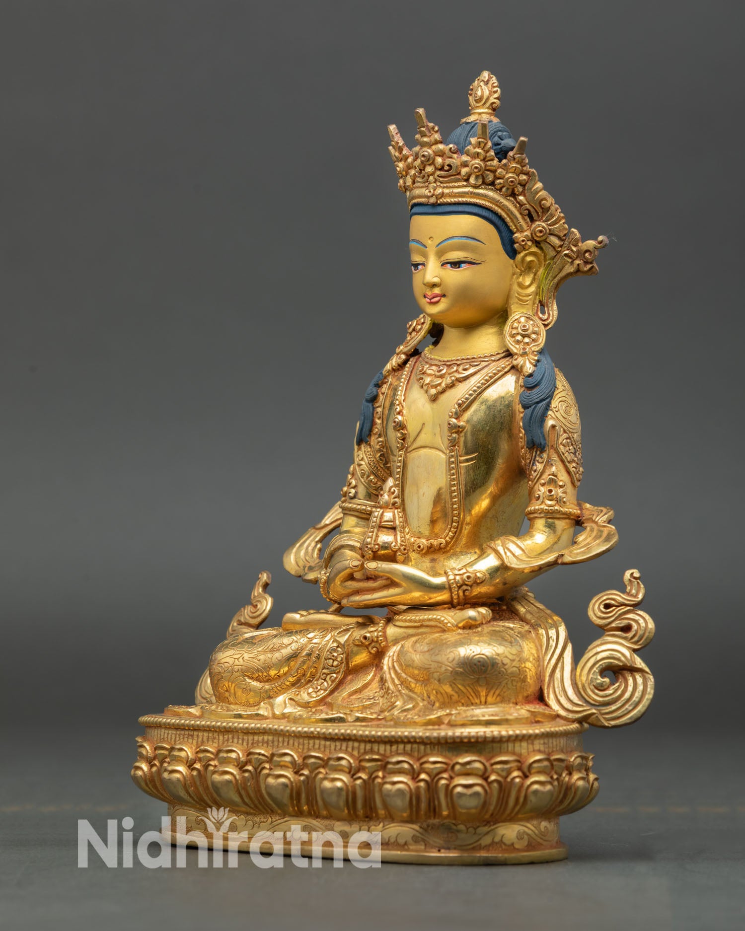 Amitayus Statue – 24K Gold Gilded Copper Buddhist Art