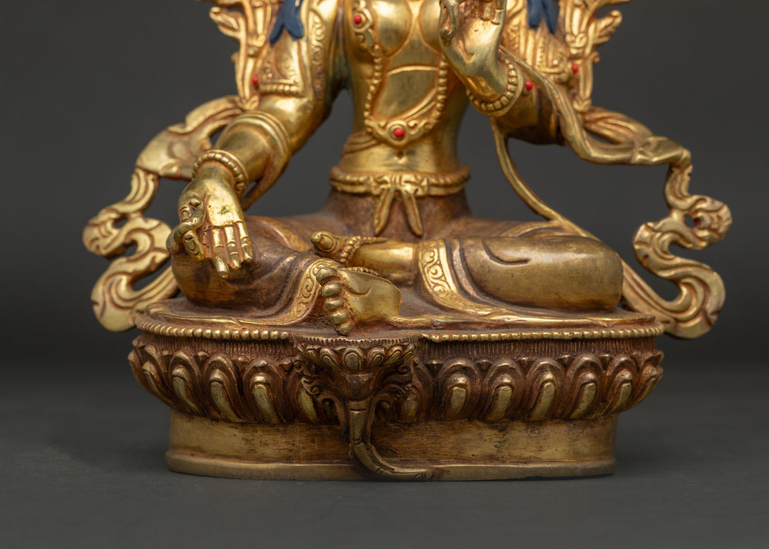 Green Tara Statue | 24K Gold Gilded Copper Sculpture