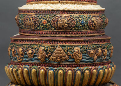 12-Inch Mandala Offering Set | Handcrafted Buddhist Altar Offering