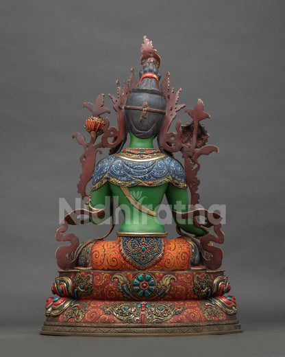 Vibrant Green Tara Sculpture – Handcrafted Nepali Buddhist Art