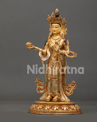 Guru Rinpoche with Two Consorts Statue – Sacred Vajrayana Art