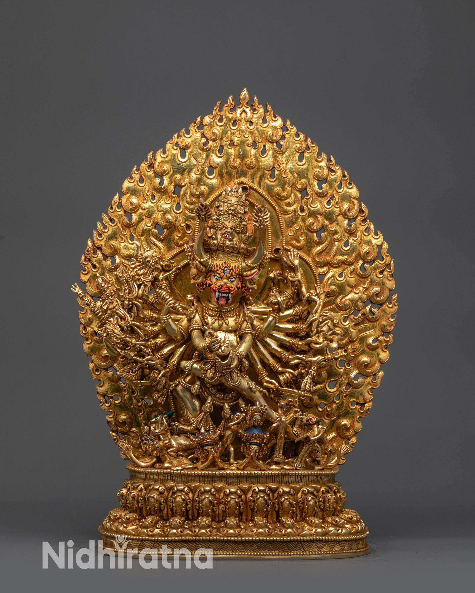 Fierce Wrathful Deity Yamantaka Statue with his Yab-Yum | Buddhist Art