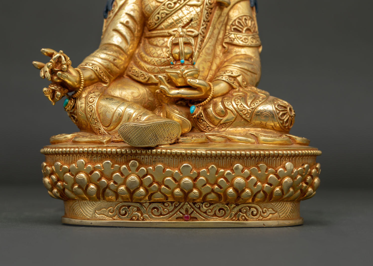Guru Rinpoche Statue | Gold-Gilded Copper Buddhist Artwork