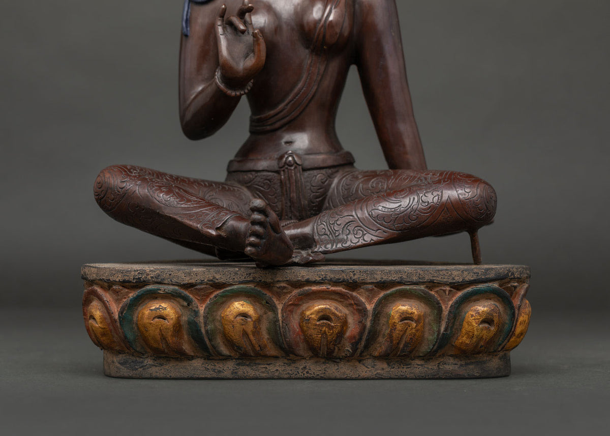 Oxidized Copper Green Tara Statue | Handcrafted Mother Tara Figurine