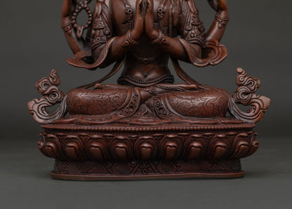 Four-Armed Chenrezig Statue | Traditional Nepalese Buddhist Art