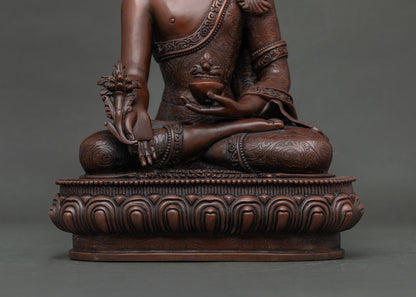 Bhaisajyaguru (Sangye Menla) Statue | Buddhist Oxidized Copper Figurine