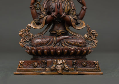 Four-Armed Chenrezig Statue | Handcrafted Compassion Deity from Nepal