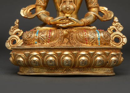 Premium Amitayus Statue | 24K Gold-Gilded Bodhisattva Sculpture