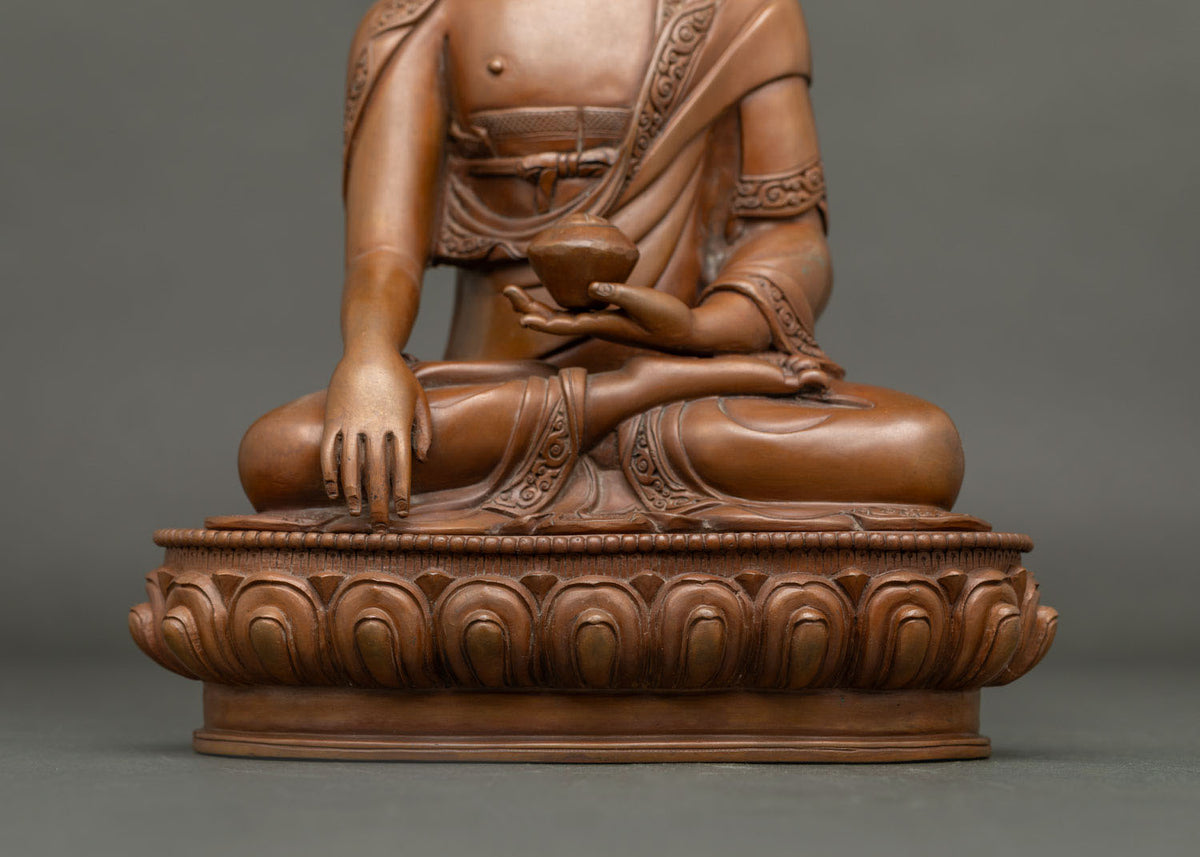 Shakyamuni Buddha Statue for Altar & Meditation – Oxidized Copper