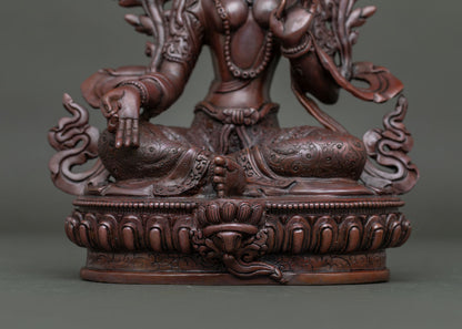 Oxidized Green Tara Statue | Handcrafted Nepalese Buddhist Sculpture