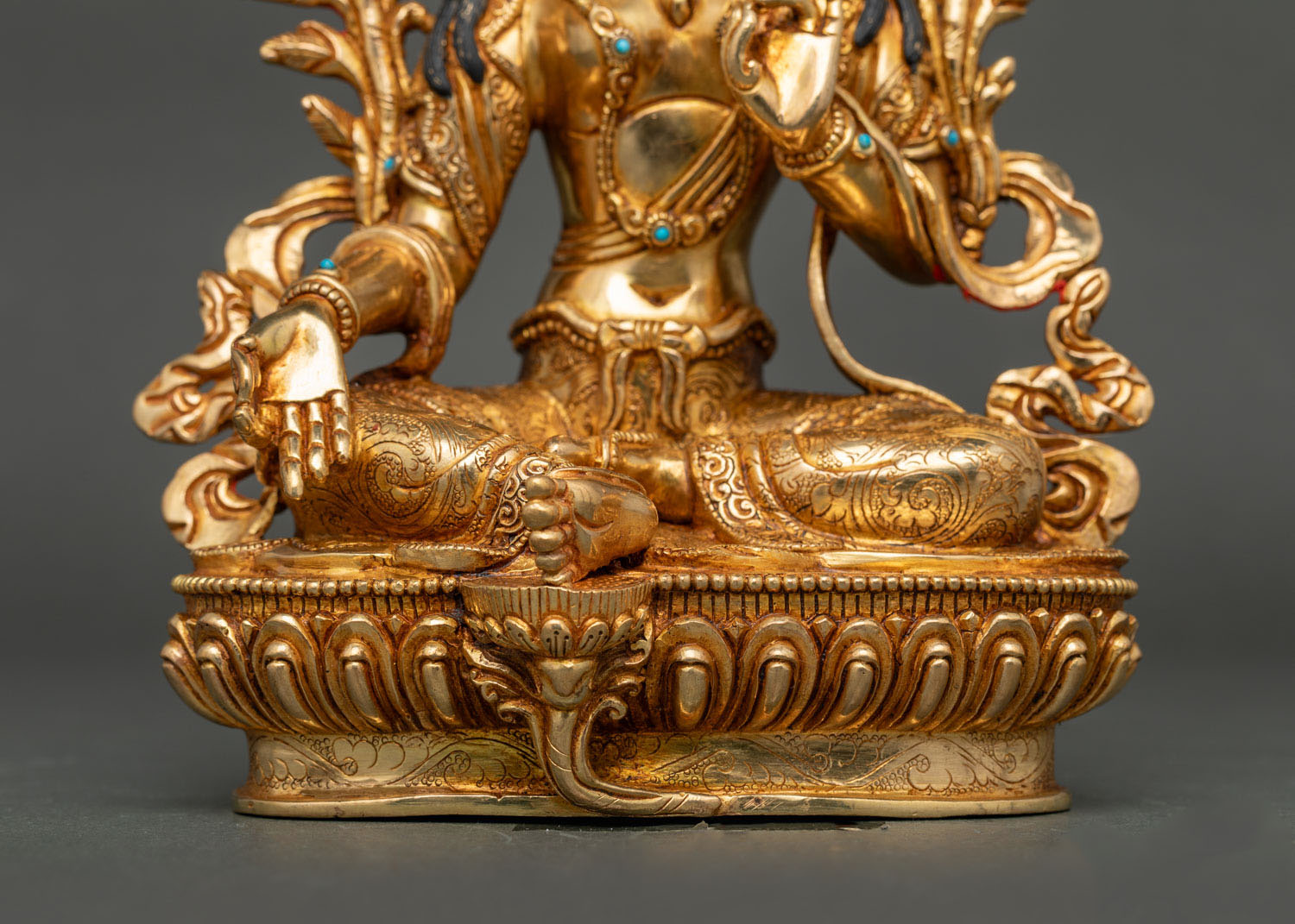 Green Tara Statue | 24K Gold Gilded Buddhist Art