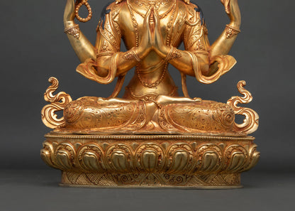 Chenrezig Copper Statue for Sale – Genuine Nepalese Handicraft