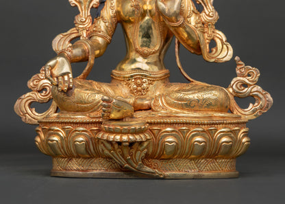 Green Tara Statue | Fine Newari Copper Artwork