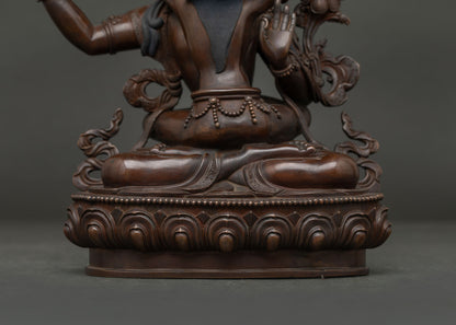 Oxidized Manjushri Statue | Meditation Altar Sculpture of Wisdom