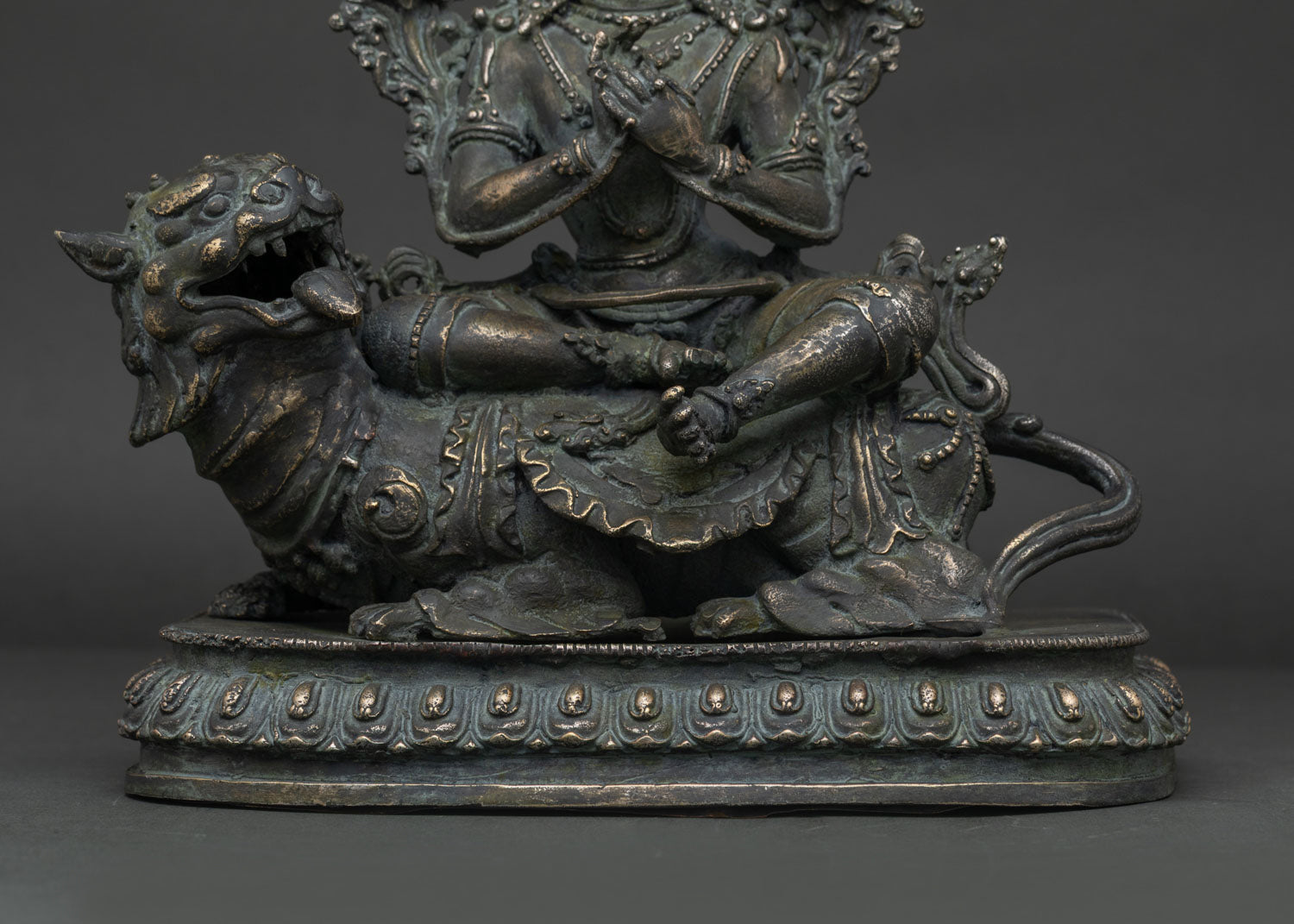 Simhanada Manjushri Statue | Antique-Finish Bronze Sculpture