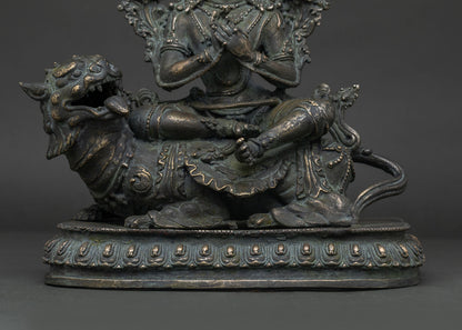 Simhanada Manjushri Statue | Antique-Finish Bronze Sculpture