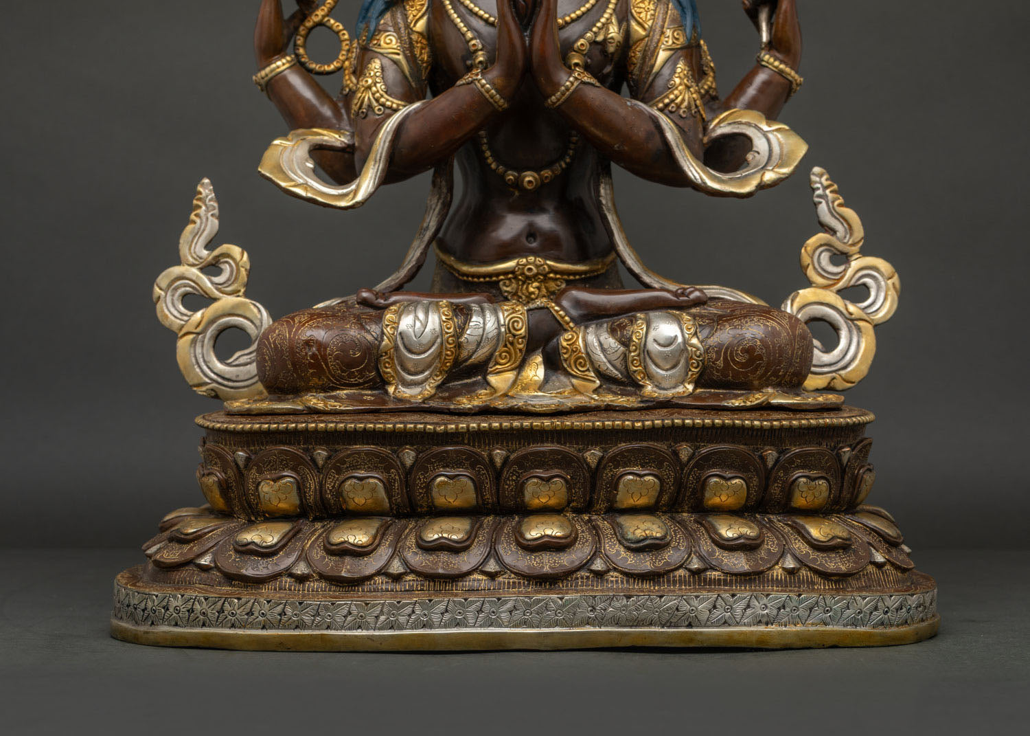 Oxidized Chenrezig Statue - Spiritual Home and Altar Decor