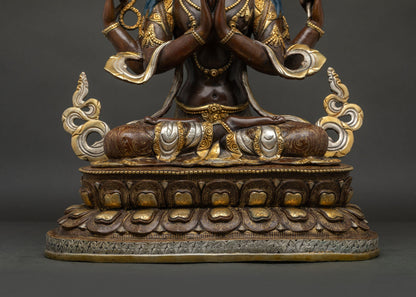 Oxidized Chenrezig Statue - Spiritual Home and Altar Decor