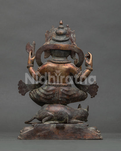 Oxidized Ganesha Statue | Traditional Ganpati Idol for Prosperity