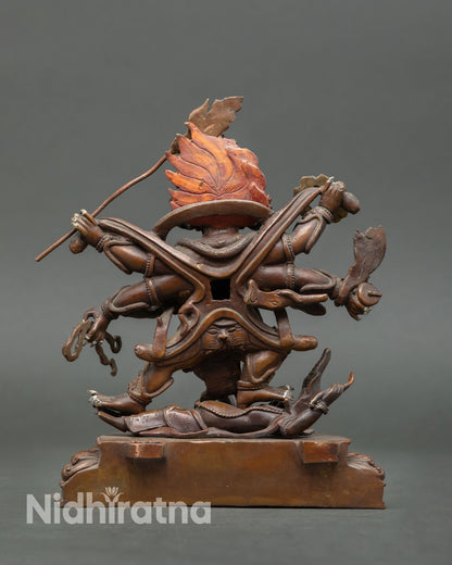 Shadbhuja Mahakala Statue | Sacred Dharma Protector Copper Art