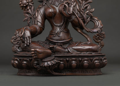 Oxidized Green Tara Statue | Sacred Buddhist Deity of Compassion