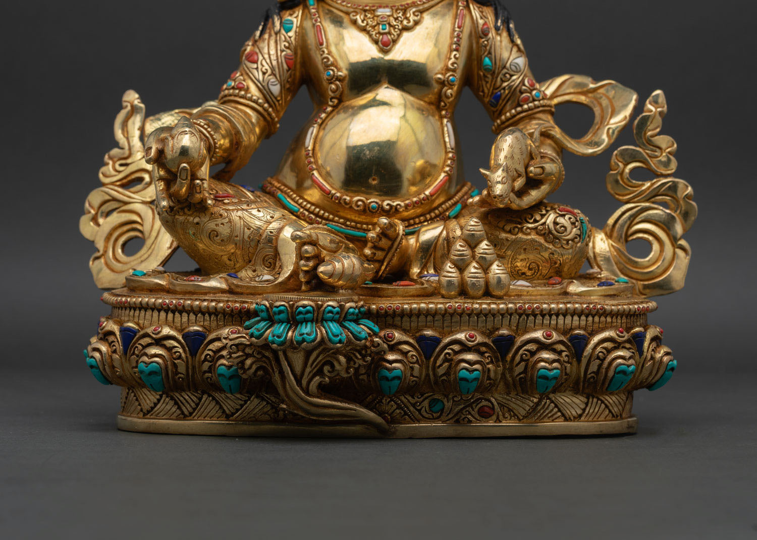 Dzambhala Wealth Deity | Gold Gilded Buddhist Statue