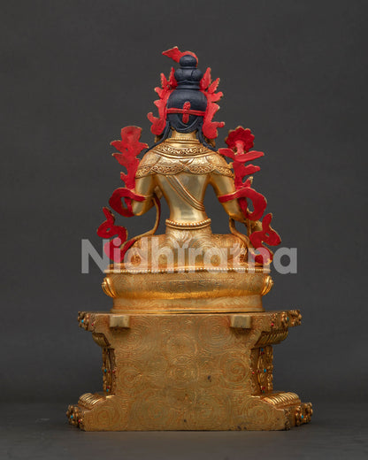 Green Tara with Throne Statue | Goddess of Compassion and Protection