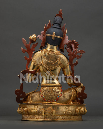 Compassionate Green Tara Statue | Lost Wax Casted Copper Sculpture