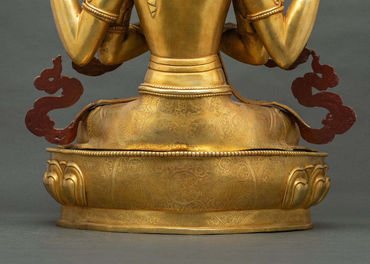 Four-Armed Chenrezig (Avalokiteshvara) Statue | Handmade Buddhist Decor