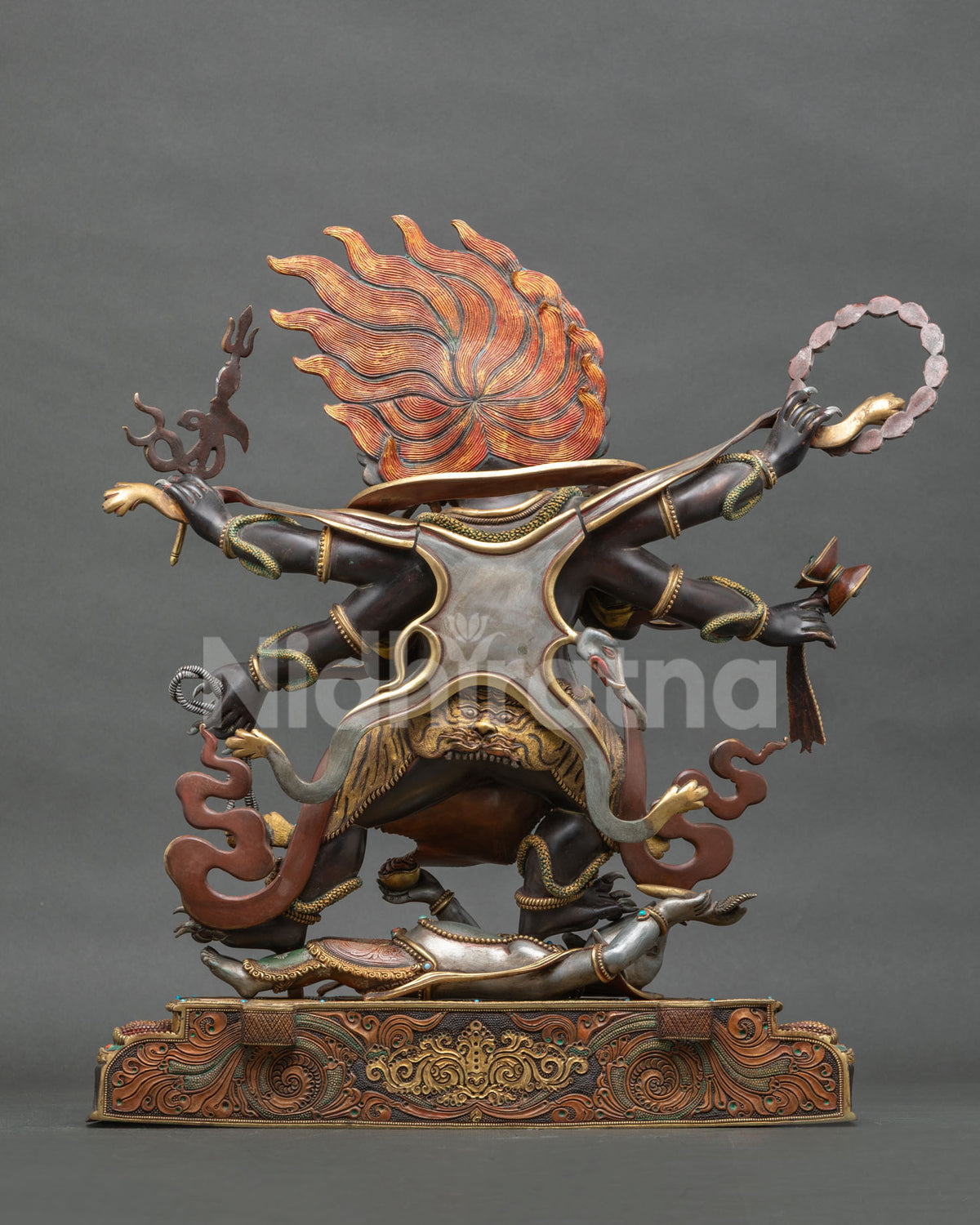 Authentic Six Armed Mahakala Copper Statue | Handmade in Nepal