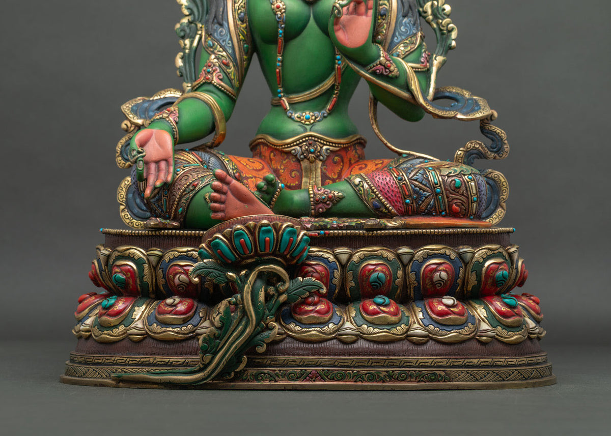 Vibrant Green Tara Sculpture – Handcrafted Nepali Buddhist Art