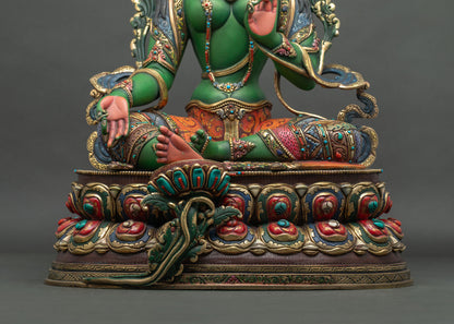 Vibrant Green Tara Sculpture – Handcrafted Nepali Buddhist Art