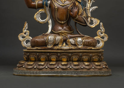Manjushri Statue from Nepal | Oxidized Copper & Gold Sacred Art