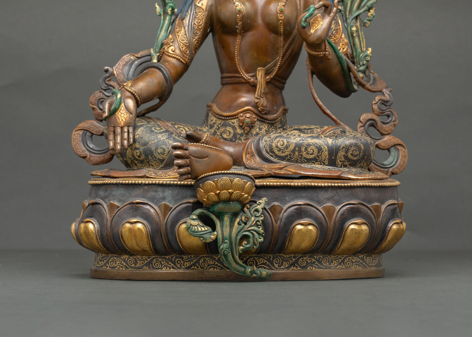 Green Tara Statue | Handmade Copper Art for Spiritual Practice