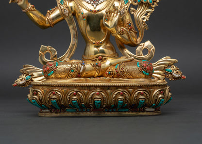Manjushree Copper Statue | Spiritual Buddhist Art from Nepal