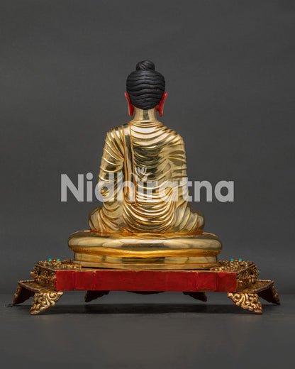 Shakyamuni Buddha Statue with Jeweled Throne | Nepali Art & Craft