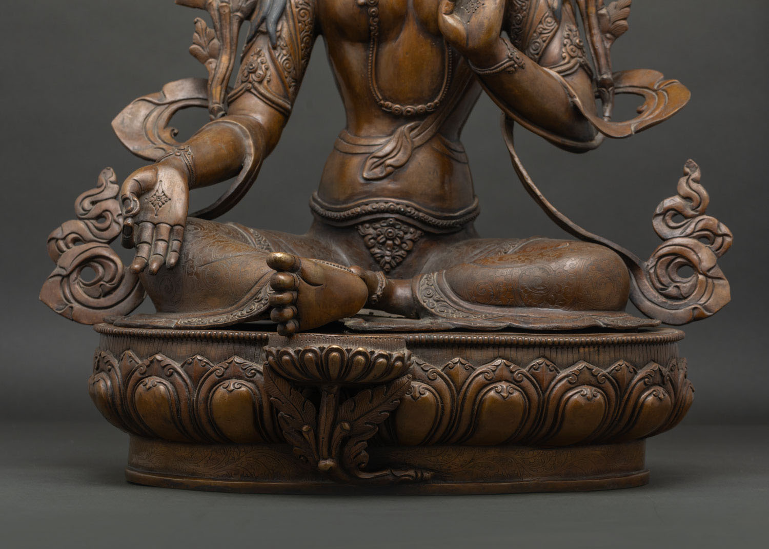 Traditional Green Tara Statue | Chemically Oxidized Copper Sculpture