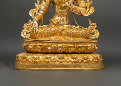Beautiful White Tara | Himalayan Meditation Copper Sculpture