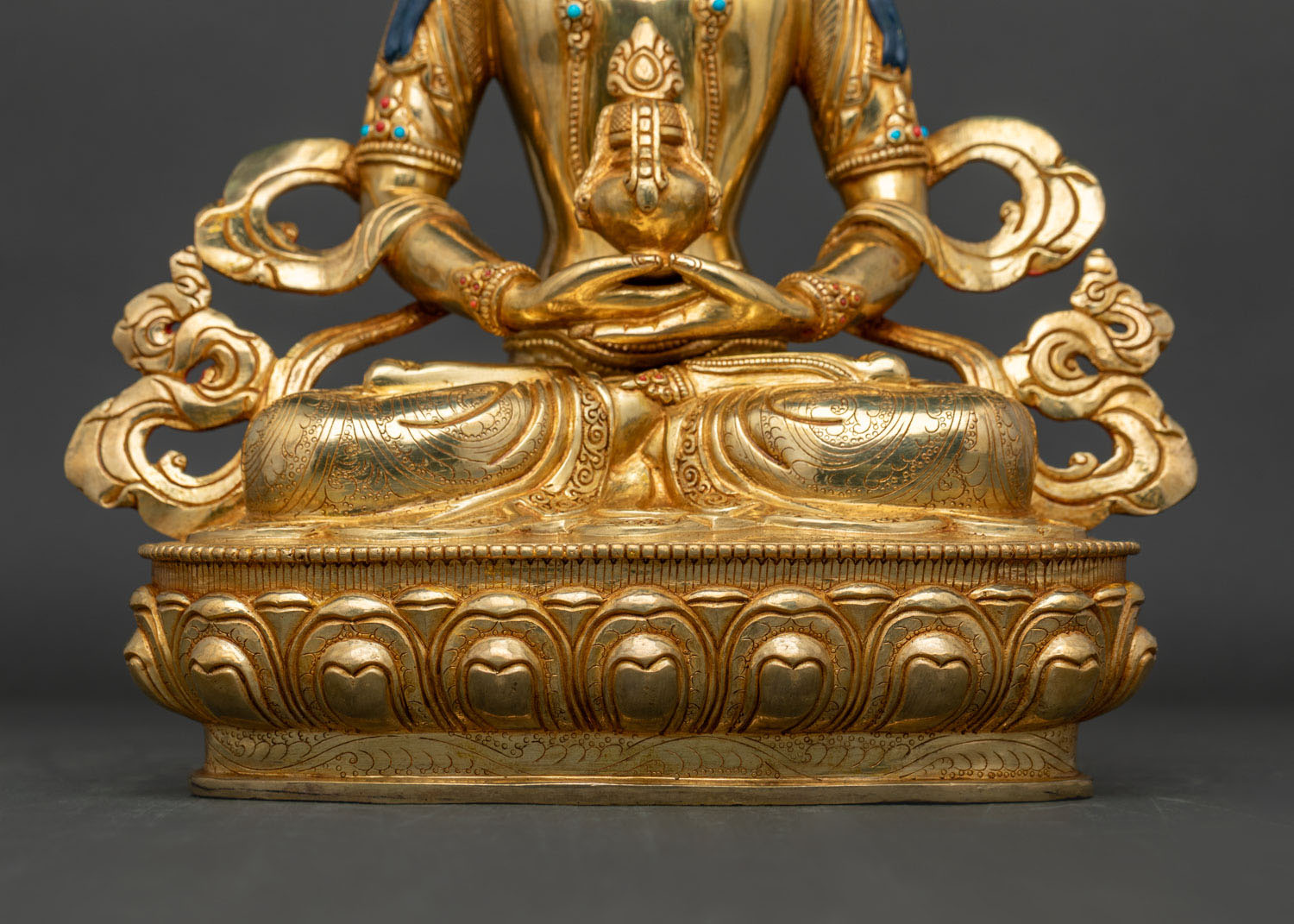 Amitayus (Sangye Tsepakme) Statue | 24K Gold Fire-Gilded Sculpture