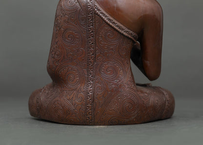 Amoghasiddhi Buddha Statue | Chemically Oxidized Copper Figurine