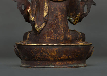 Antique Finished Tsongkhapa Statue | Sacred Tibetan Lama Sculpture