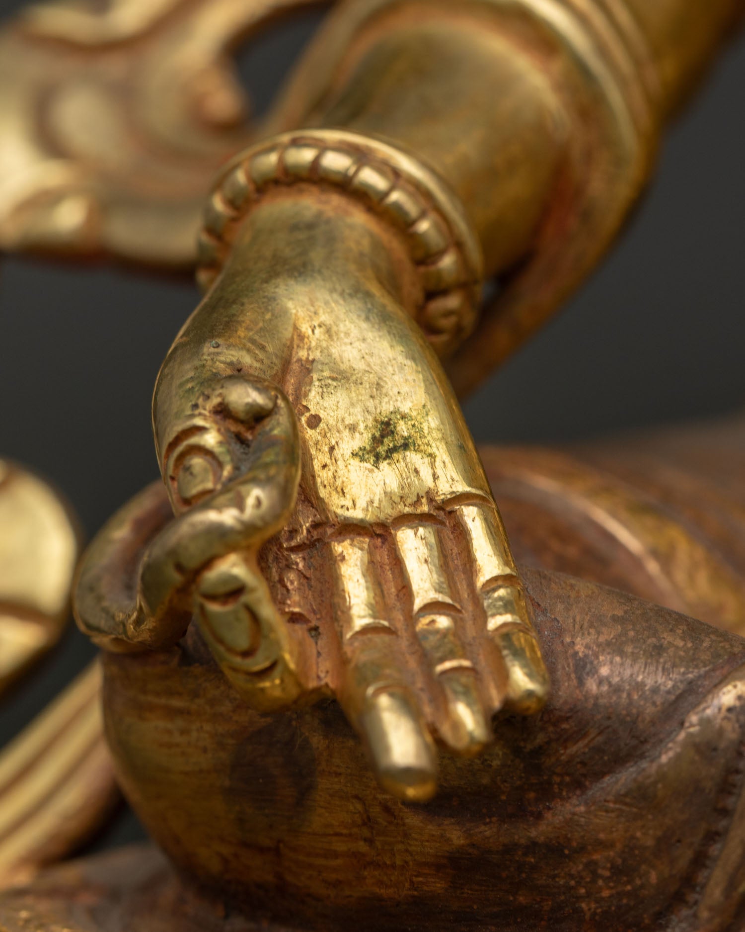 Green Tara Statue | 24K Gold Gilded Copper Sculpture