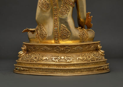 Medicine Buddha Statue | 24K Gold Gilded Copper Art