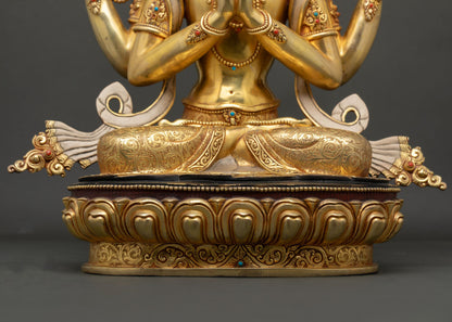 Luxurious Chenrezig Statue | Four-armed Avalokiteshvara Meditation Art
