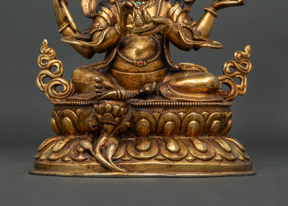 Dzambhala Statue | Gold Fire-Gilded Wealth Deity Sculpture