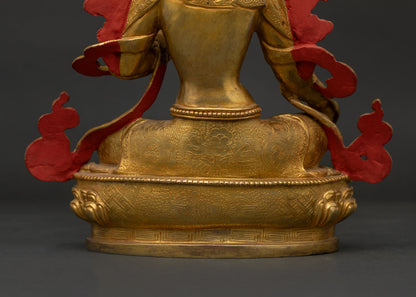 Green Tara Statue | 24K Gold Fire Gilded Buddhist Artwork