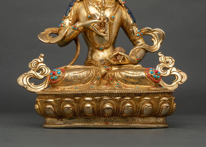 Nepalese Dorje Sempa Sculpture | 24K Gold Fire-Gilded Copper Figurine