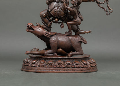 Handmade Yamantaka Statue | Oxidized Copper Buddhist Artwork